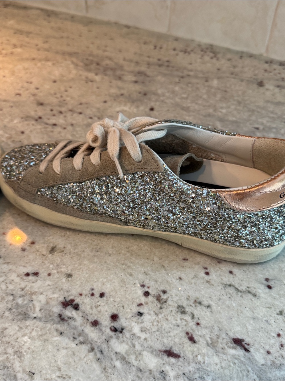 Golden Goose Super-Star Glitter Sneakers - Silver & Rose Gold Accent - Picture 8 of 8